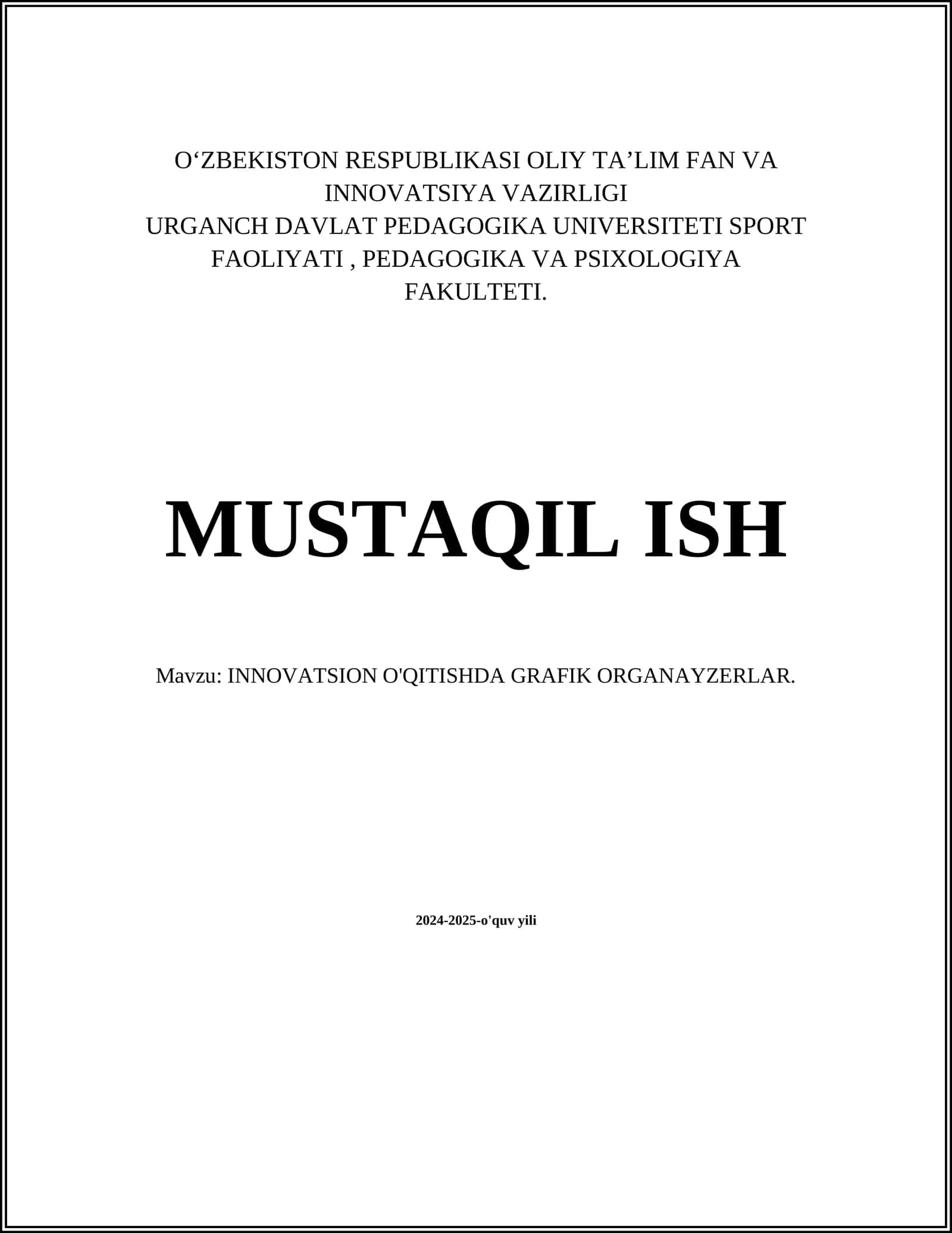 INNOVATSION O'QITISHDA GRAFIK ORGANAYZERLAR 1
