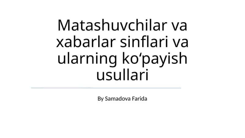 Xabar Klasslari 1