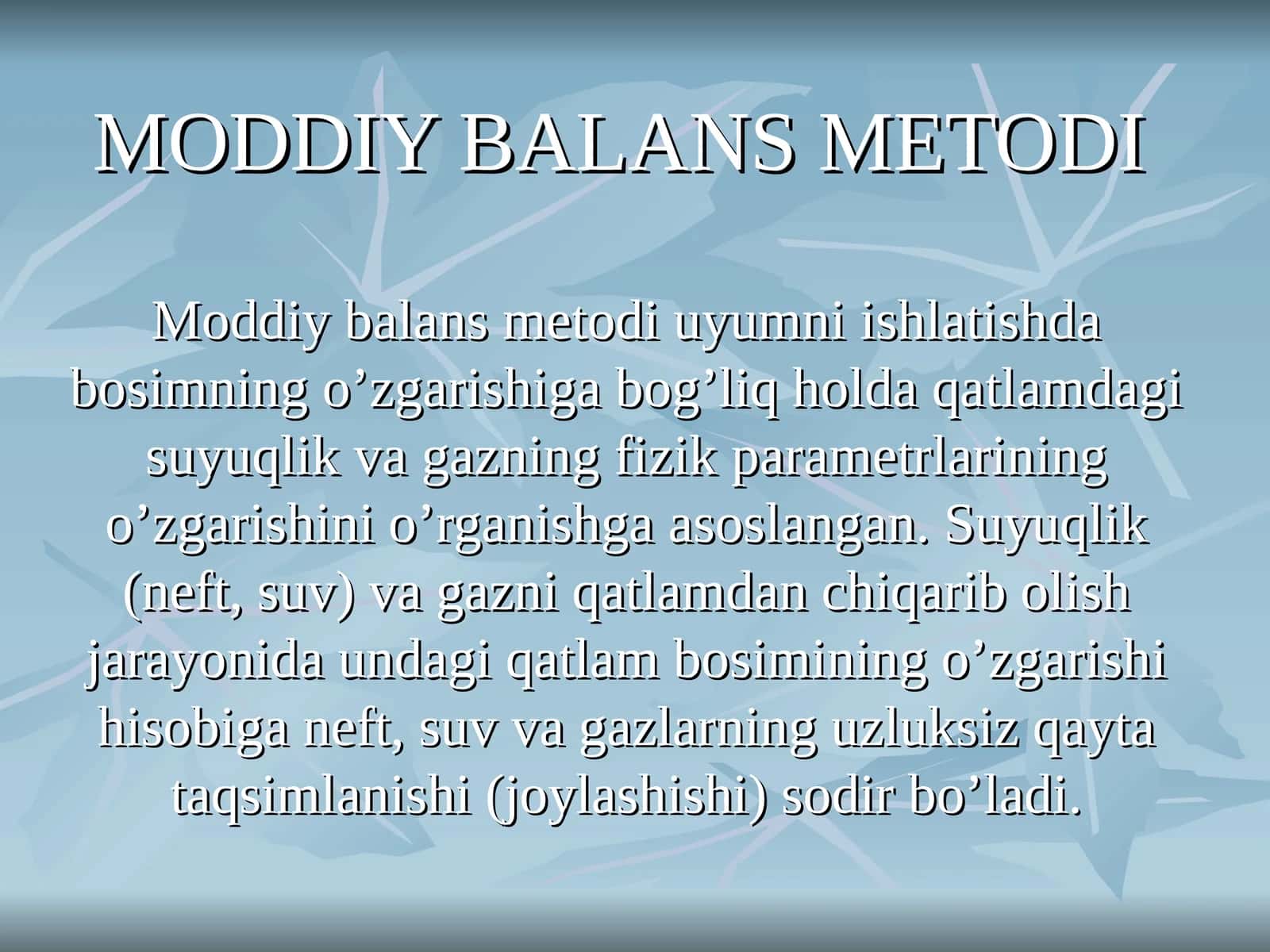 Moddiy balans metodi 1