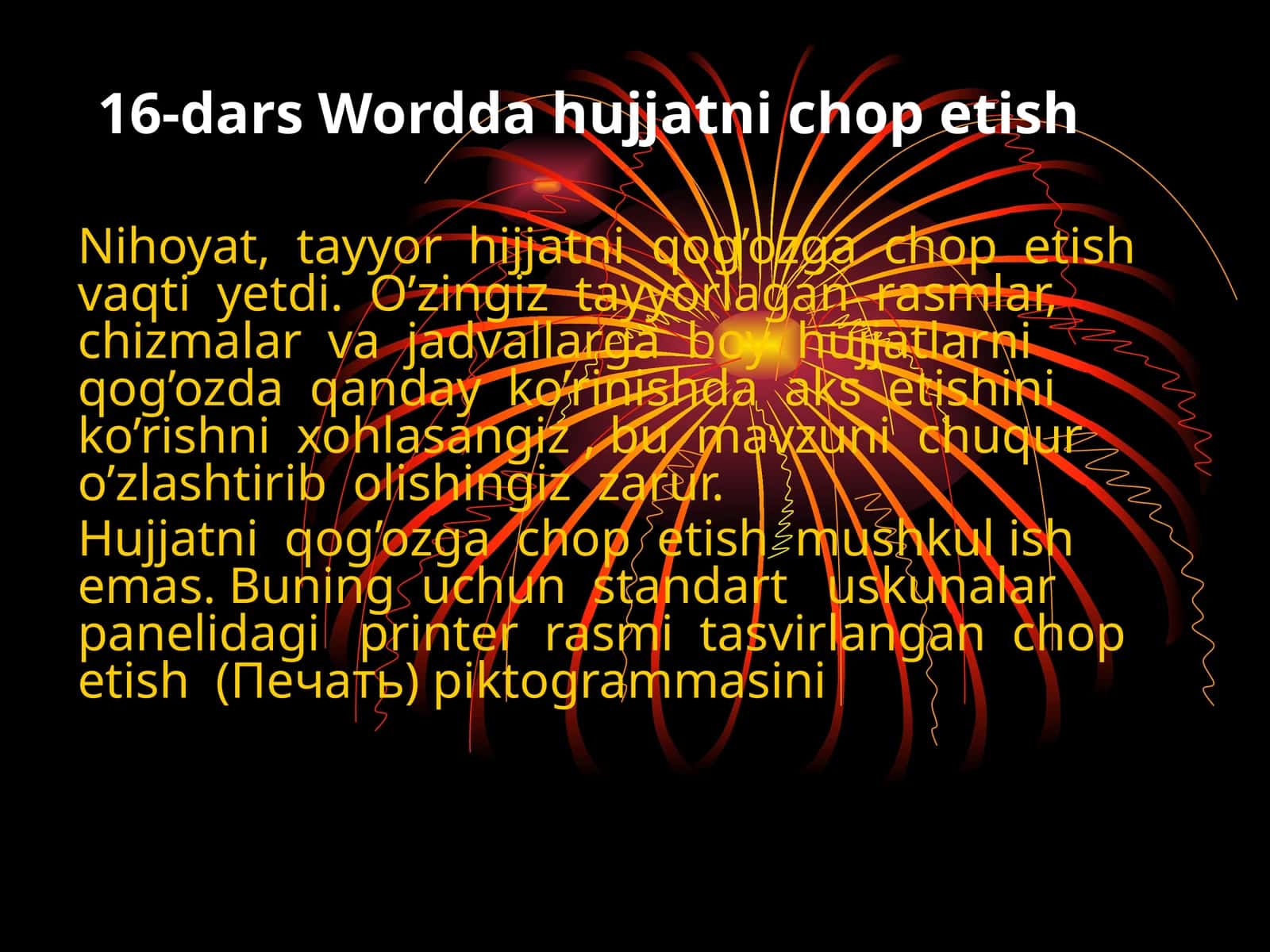 16-dars Wordda hujjatni chop etish 1