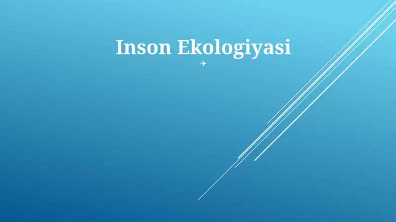 Inson Ekologiyasi 1