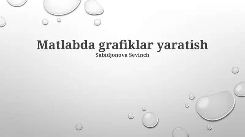 Grafiklar yaratish Matlabda 1
