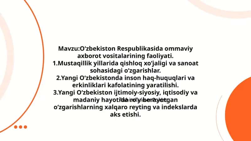 O‘zbekiston Respublikasida ommaviy axborot vositalarining faoliyati 1