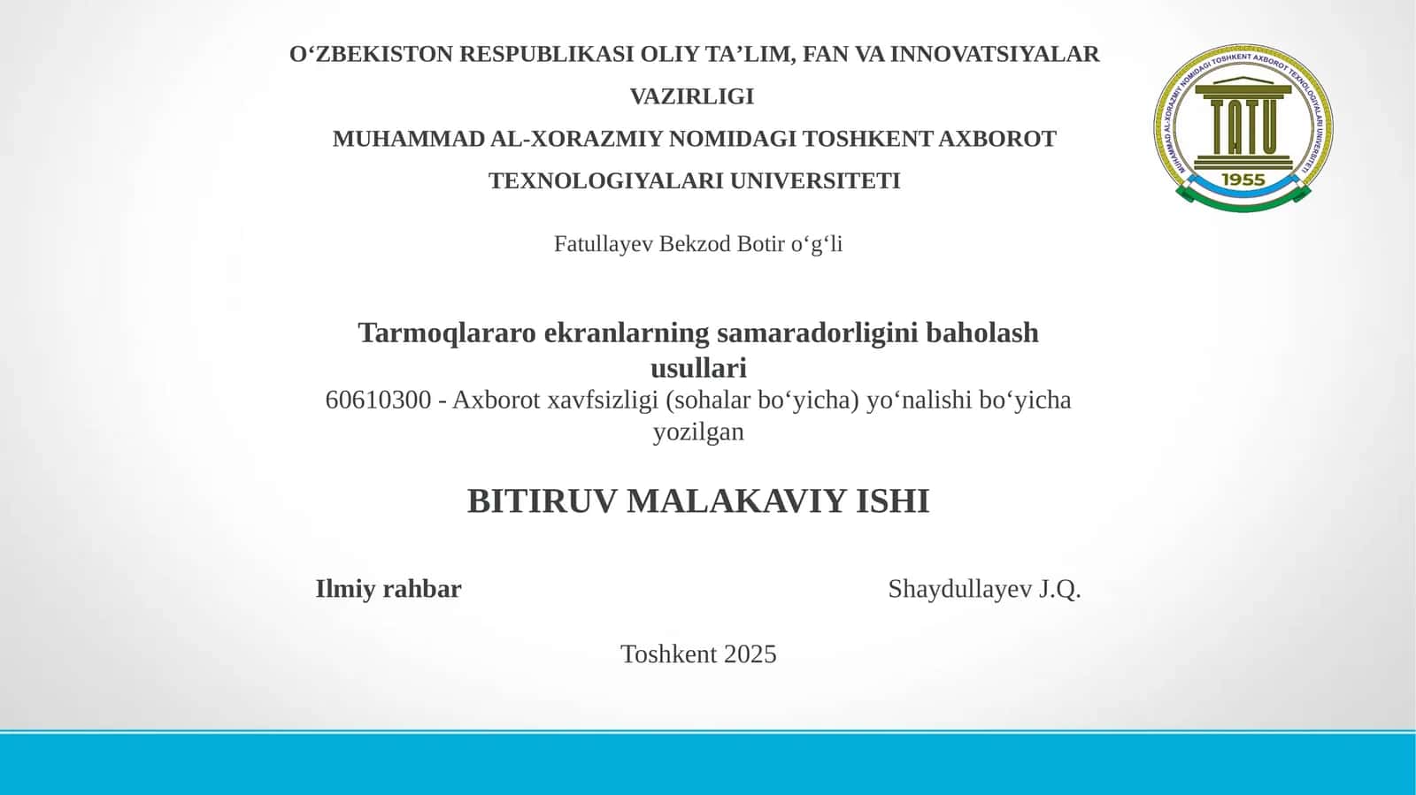 Tarmoqlararo ekranlarning samaradorligini baholash usullari 1
