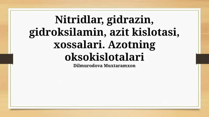 Azotning oksokislotalari 1