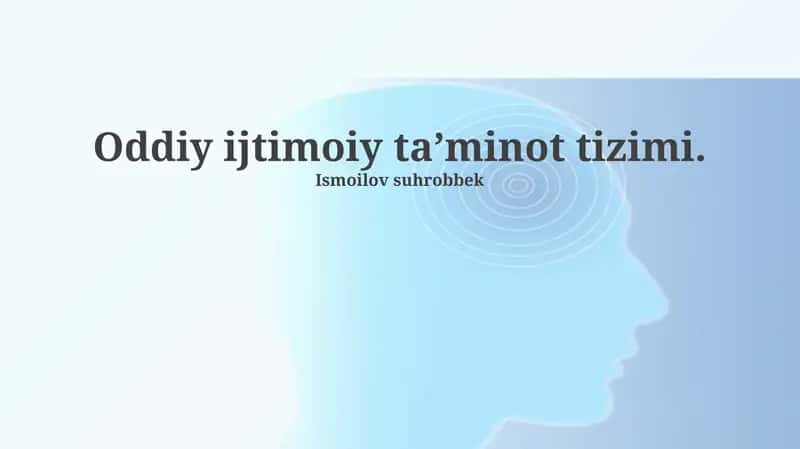 Ijtimoiy ta'minot tizimi 1
