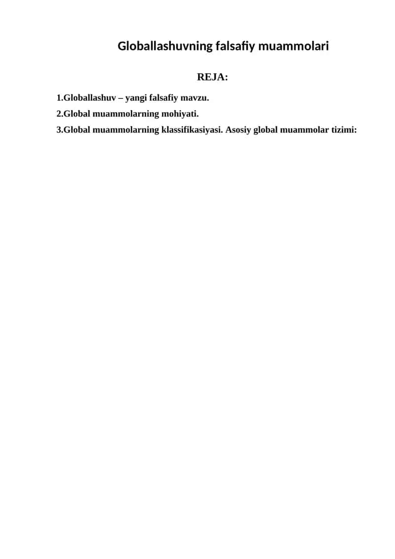 Globallashuvning falsafiy muammolari 1
