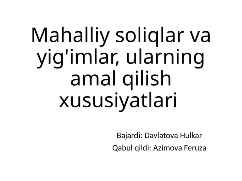 Mahalliy soliq va yigʻimlar 1