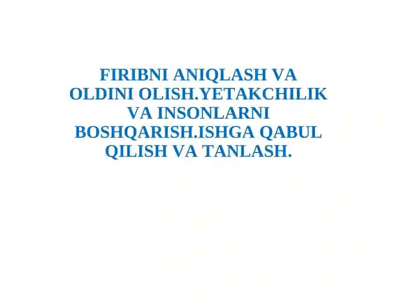Firibgarlik haqida ta'lim