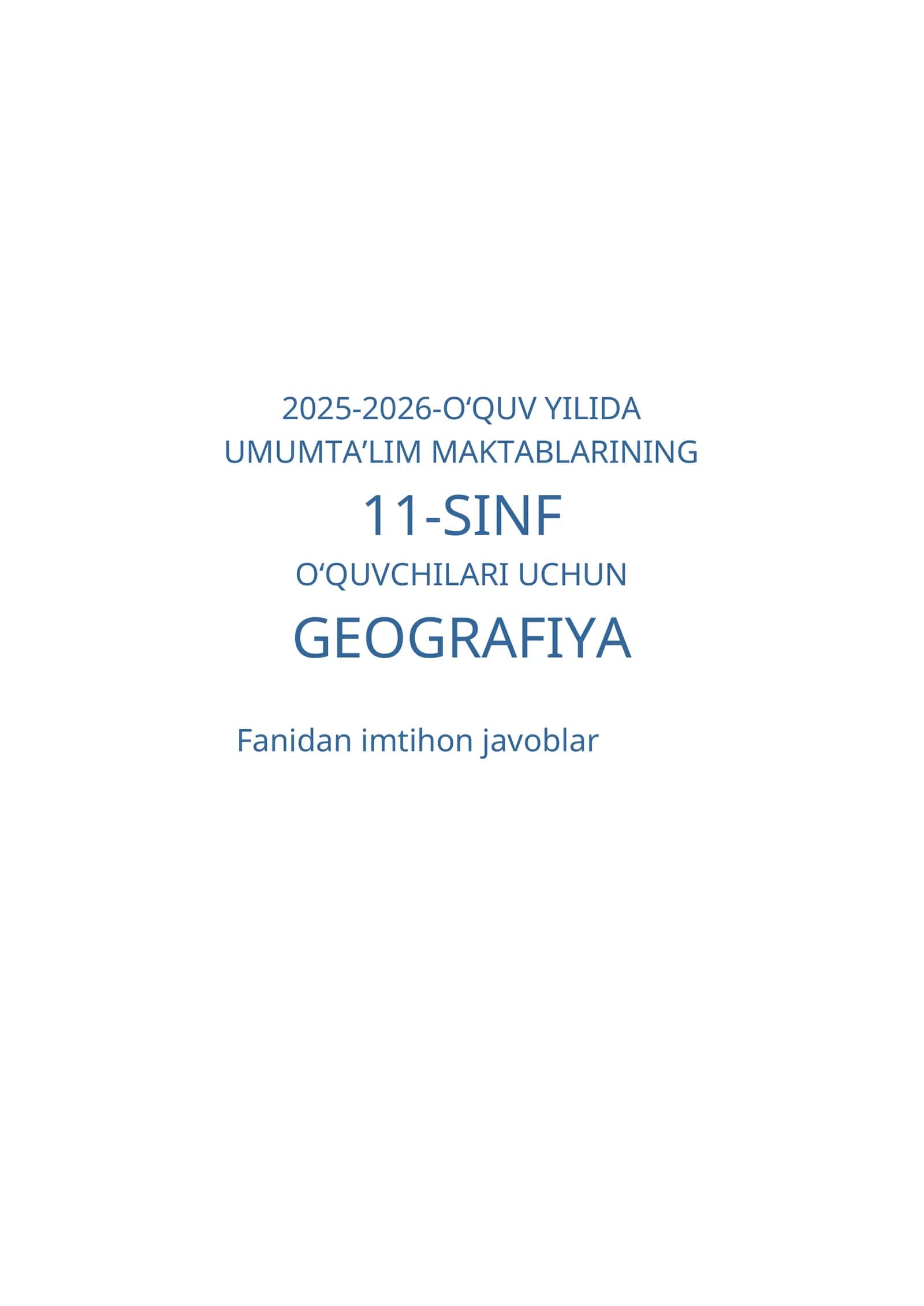 GEOGRAFIYA Fanidan imtihon javoblar 1