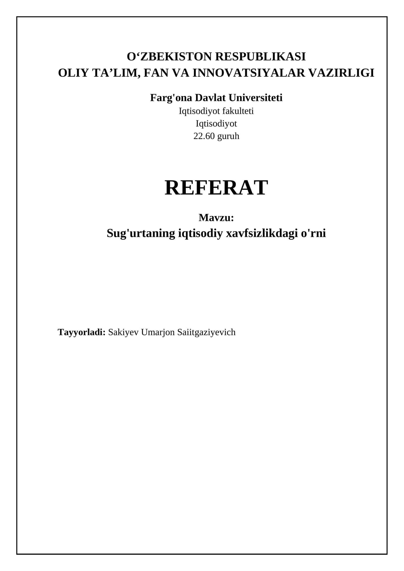 Sug'urta: Iqtisodiy xavfsizlik asosi 1