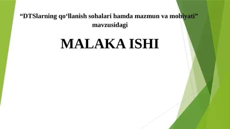 DTSlarning qo‘llanish sohalari hamdamazmun va mohiyati 1