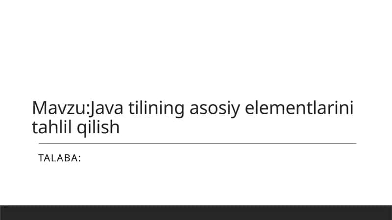 Javatiliningasosiyelementlarinitahlilqilish 1