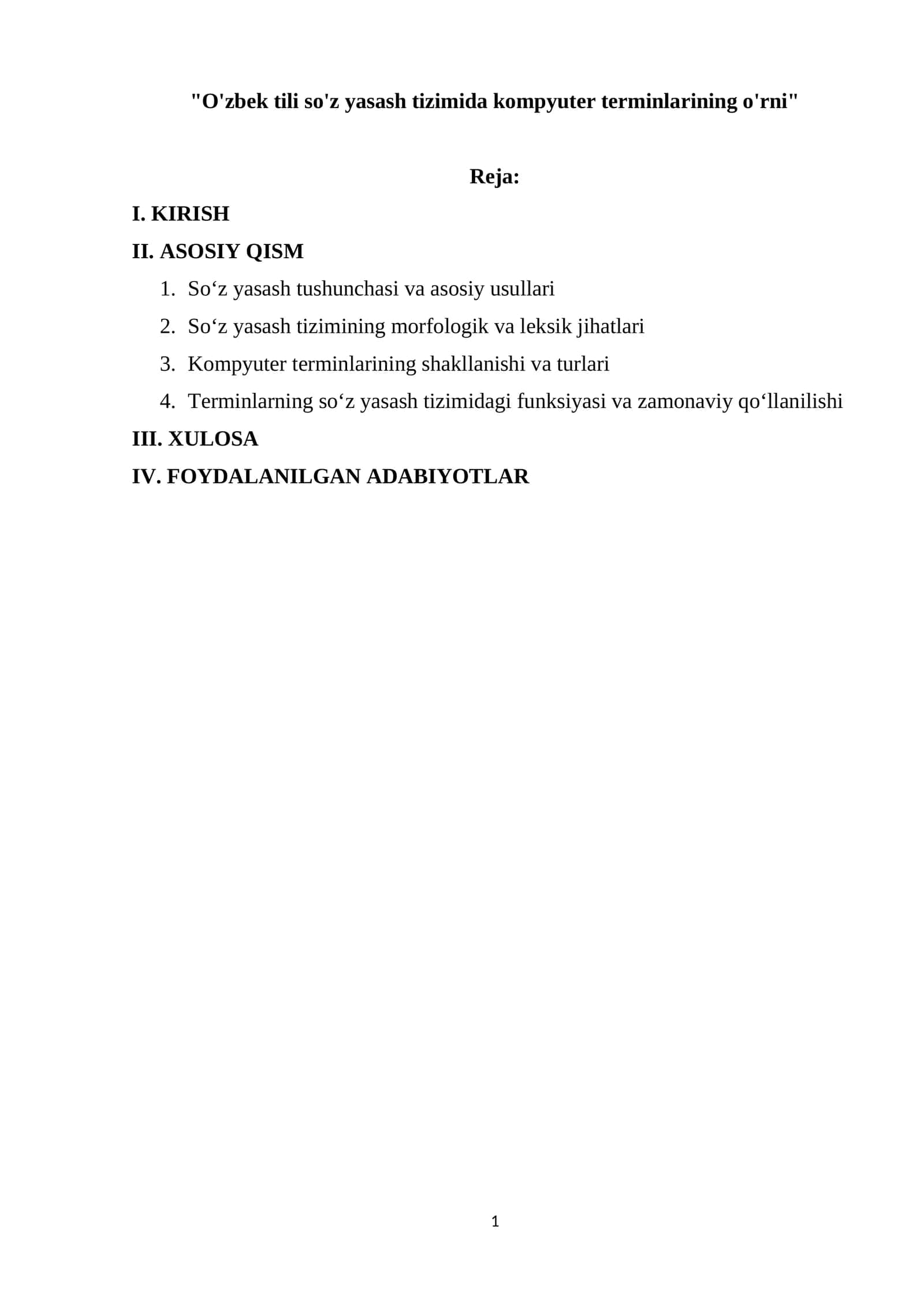 O'zbek tili so'z yasash tizimida kompyuter terminlarining o'rni 1