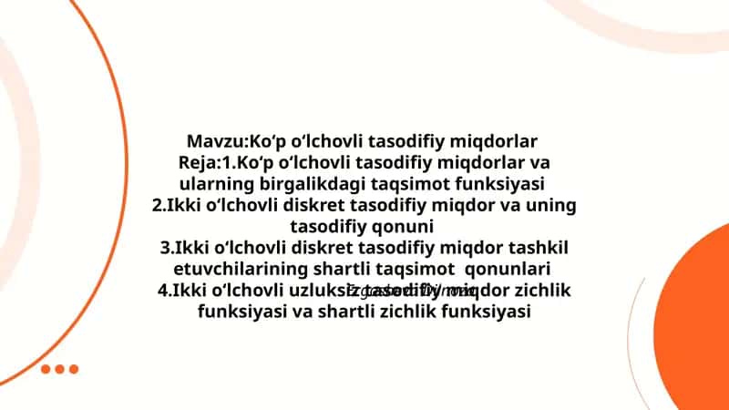 Ko‘p o‘lchovli tasodifiy miqdorlar 1