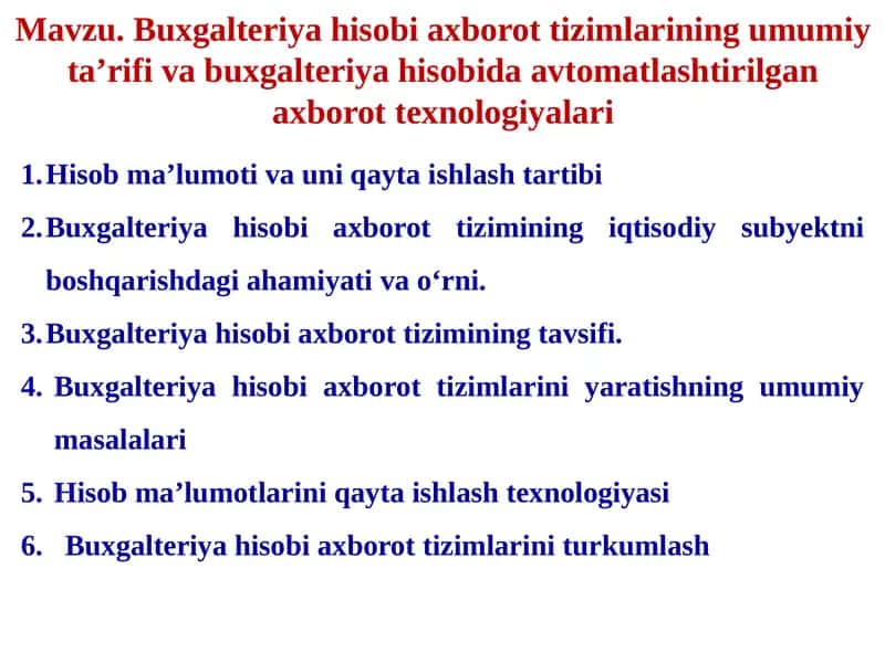 Buxgalteriya hisobi axborot tizimlari 1