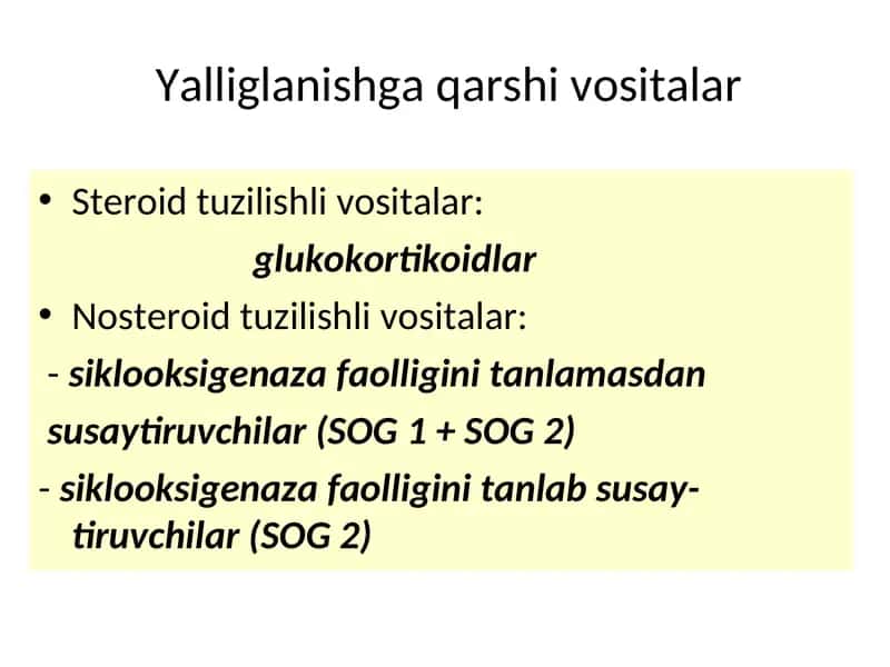 Steroid tuzilishli vositalar 1