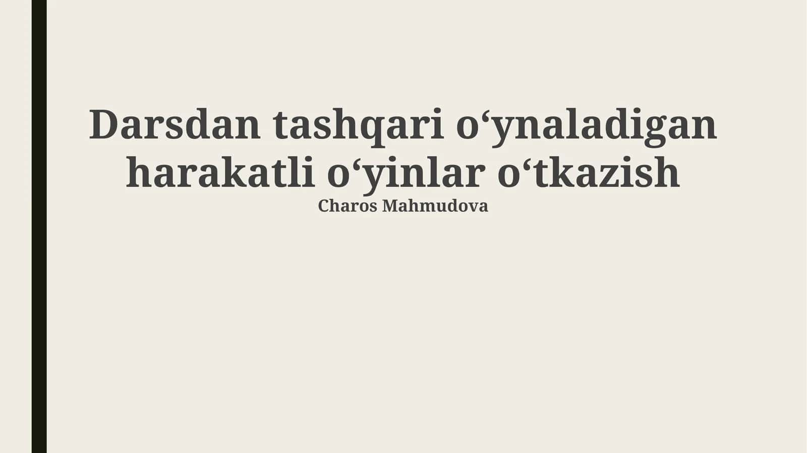 Harakatli O'yinlar 1
