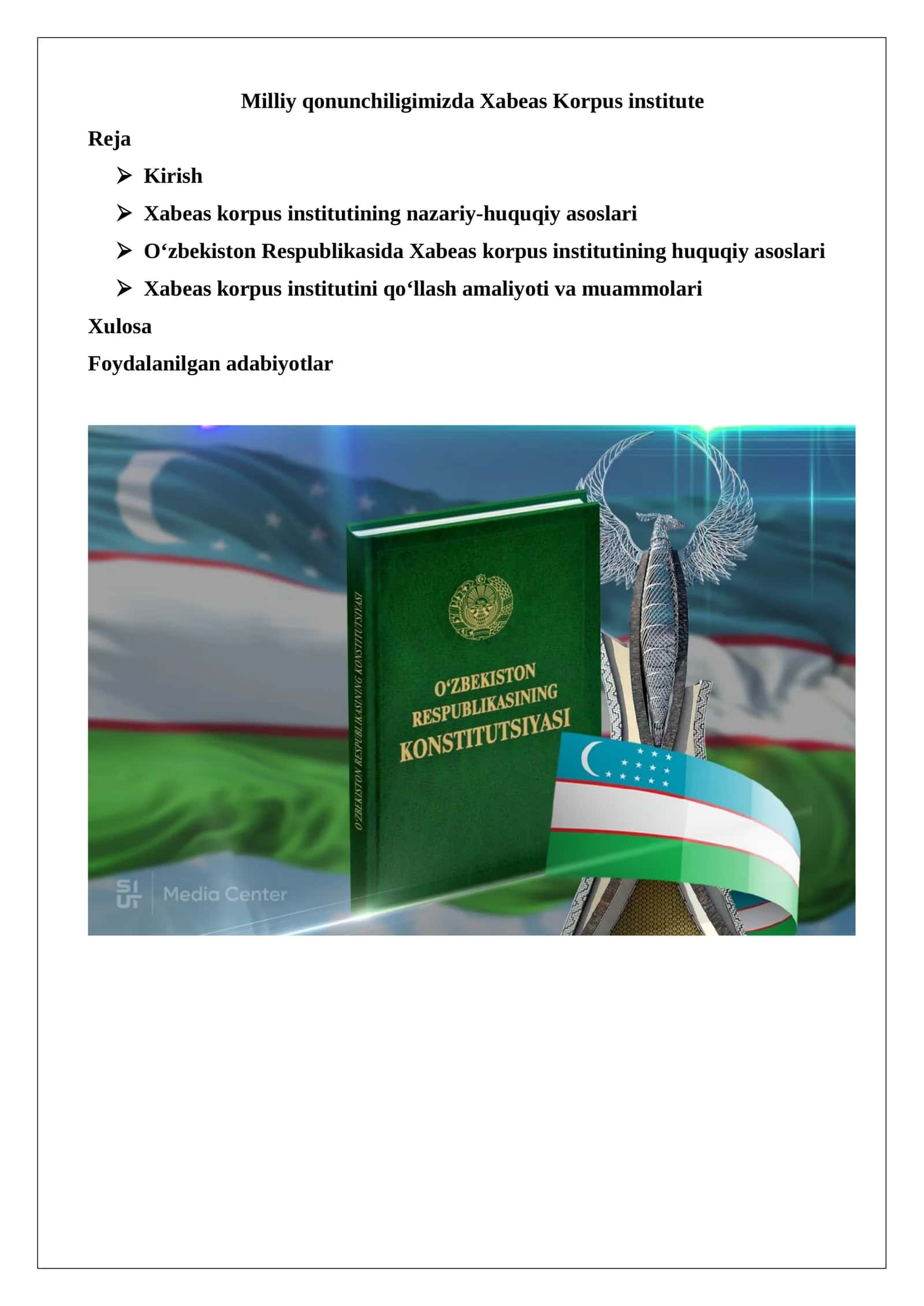 Milliy qonunchiligimizda Xabeas Korpus institute 1