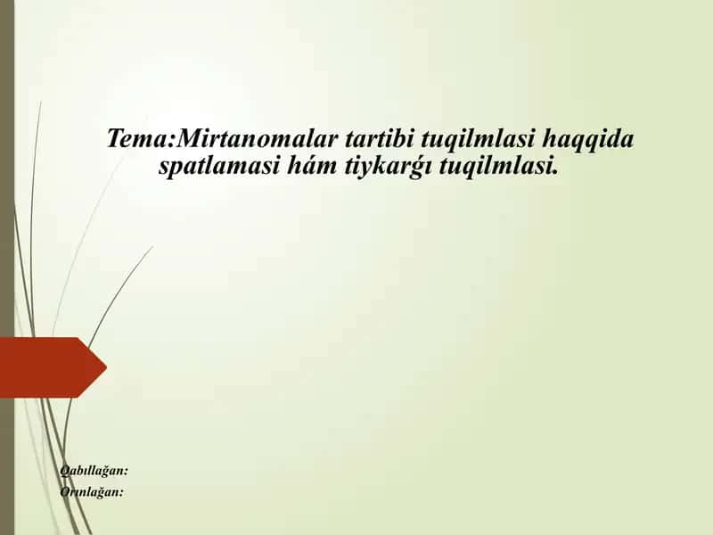 Mirtanomalar tartibi 1