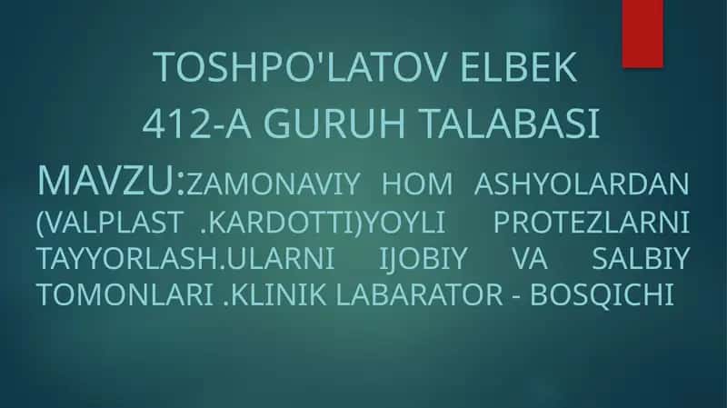 KARDOTTIYOYLI PROTEZLARNI TAYYORLASH 1