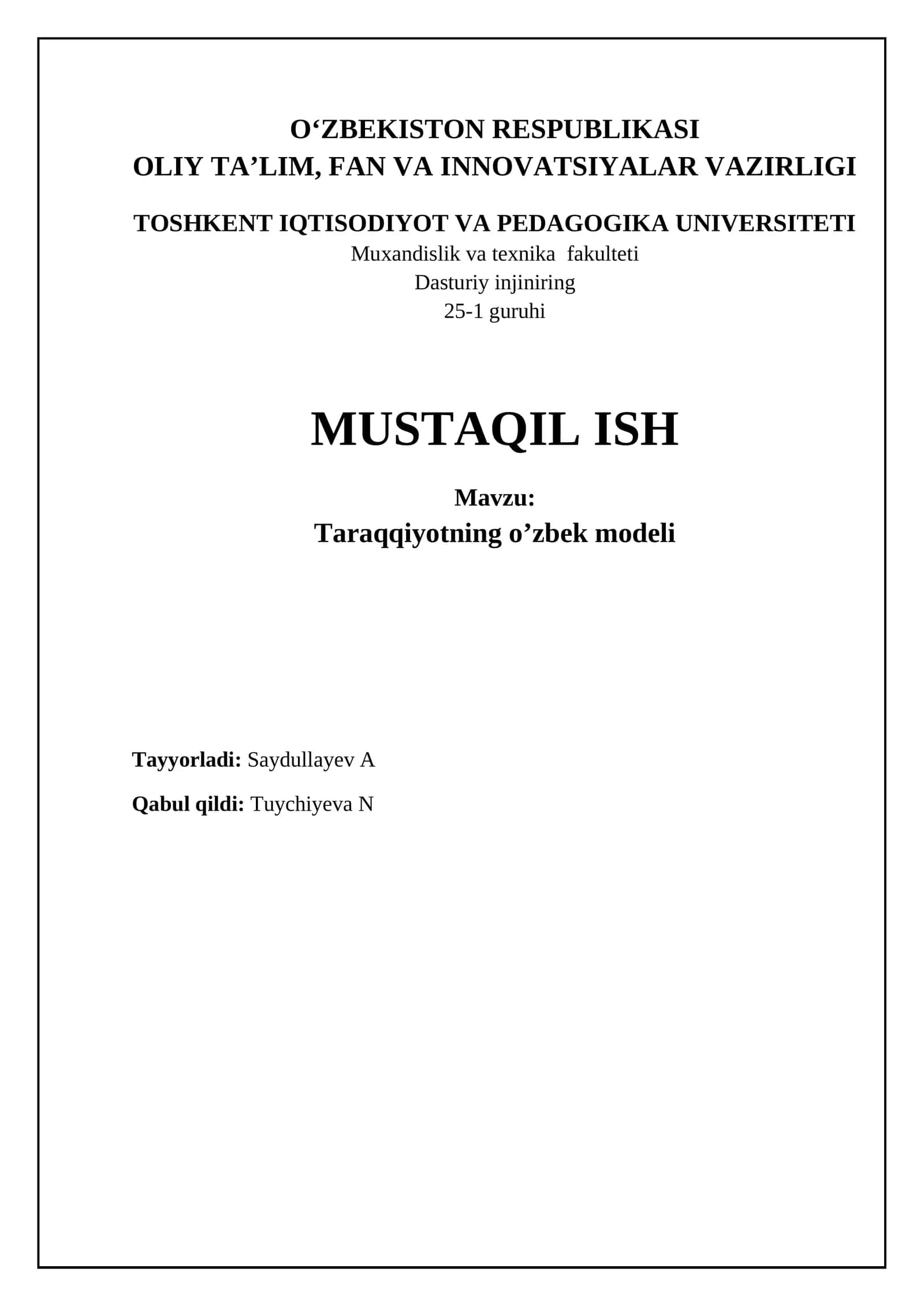 O'zbekiston taraqqiyot modeli 1
