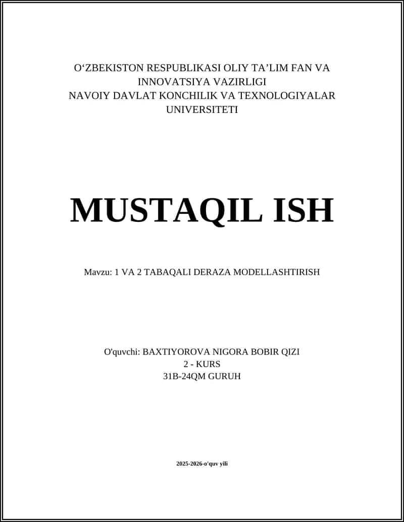 VA 2 TABAQALI DERAZA MODELLASHTIRISH 1