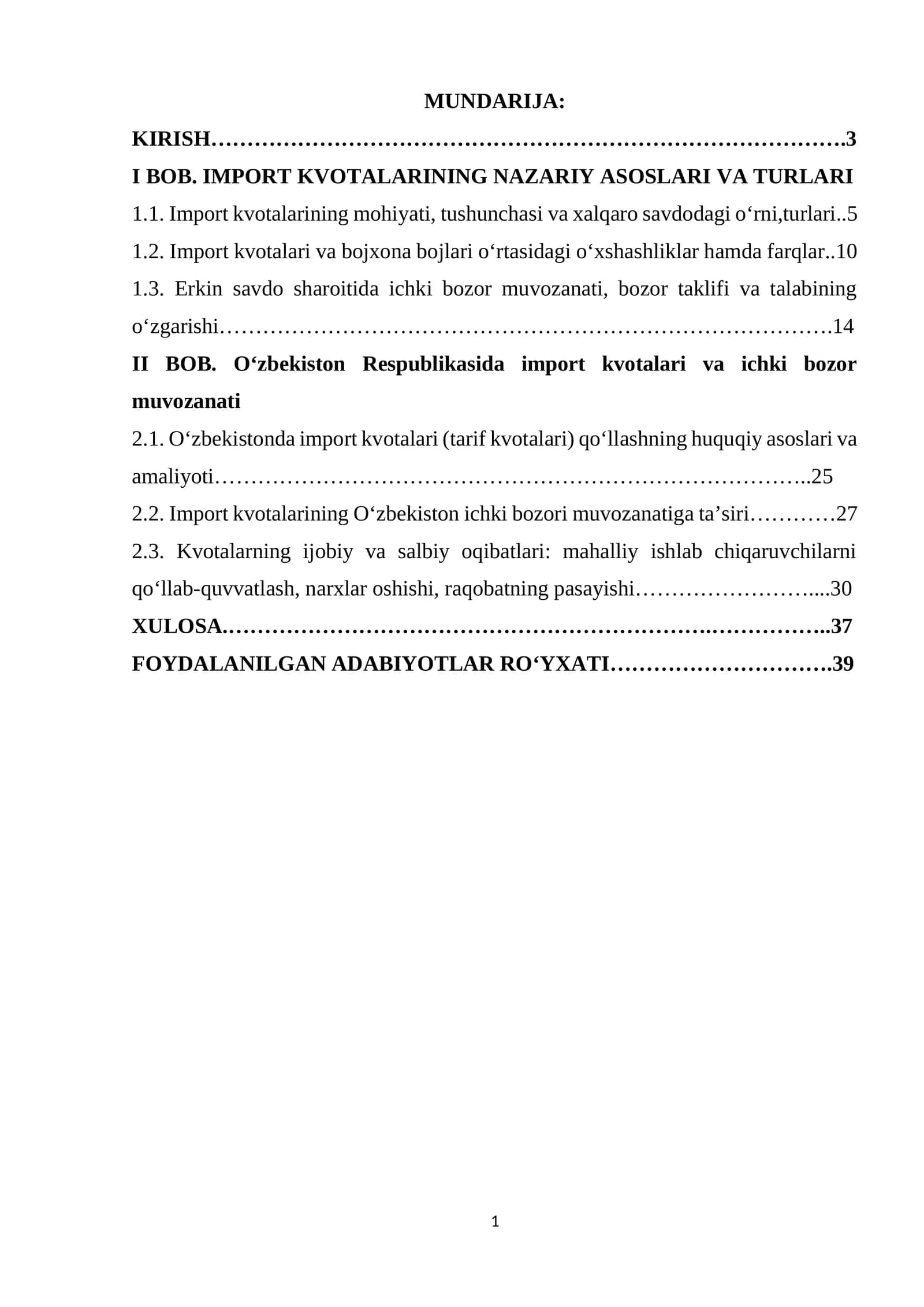 IMPORT KVOTALARINING NAZARIY ASOSLARI VA TURLARI 1