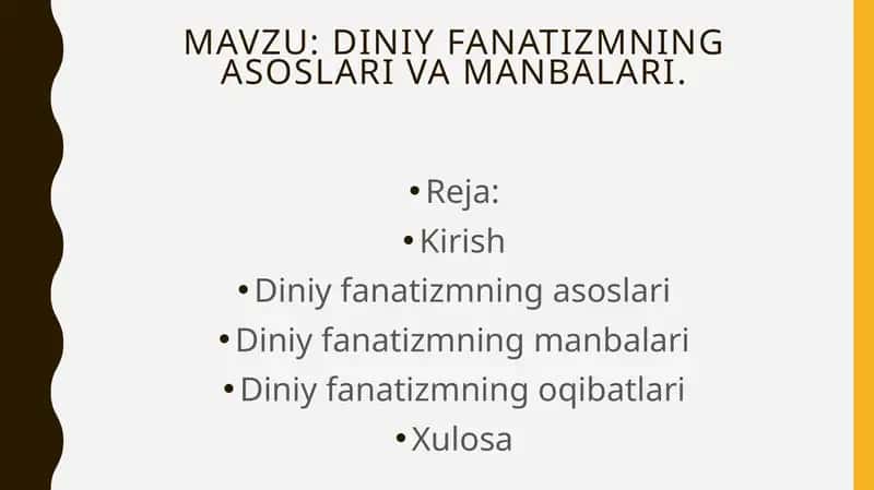 Diniy fanatizmning asoslari va manbalari 1