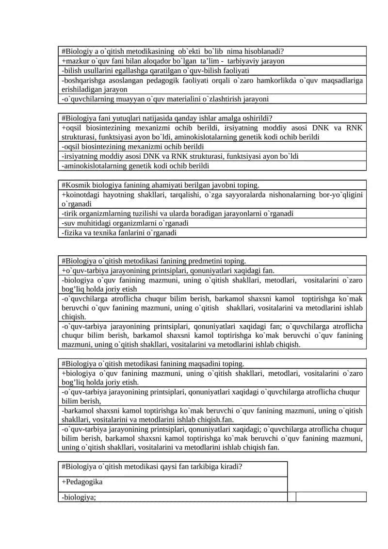 Biologiya o`qitish metodikasi 1