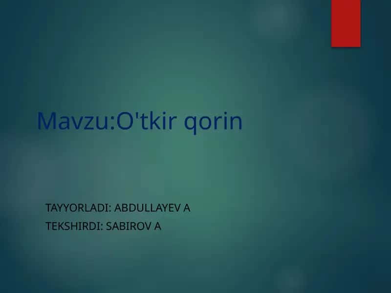 O'tkir qorin 1