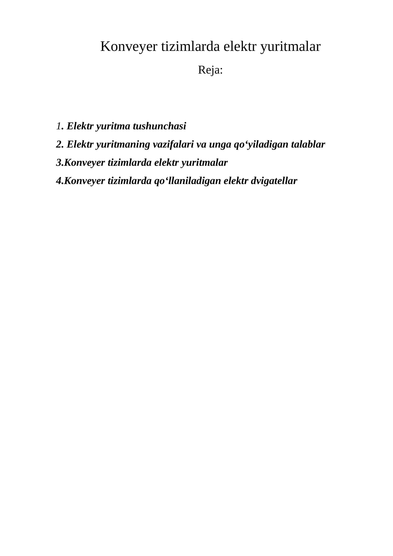 Konveyer tizimlarda elektr yuritmalar 1