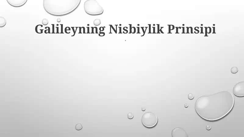 Galileyning Nisbiylik Prinsipi 1