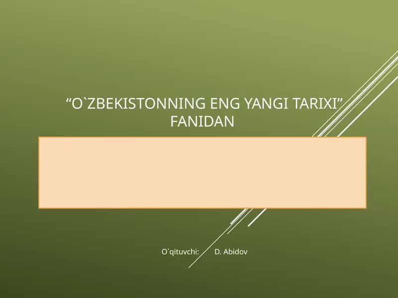O`zbekistonning eng yaxshi tarixi 1