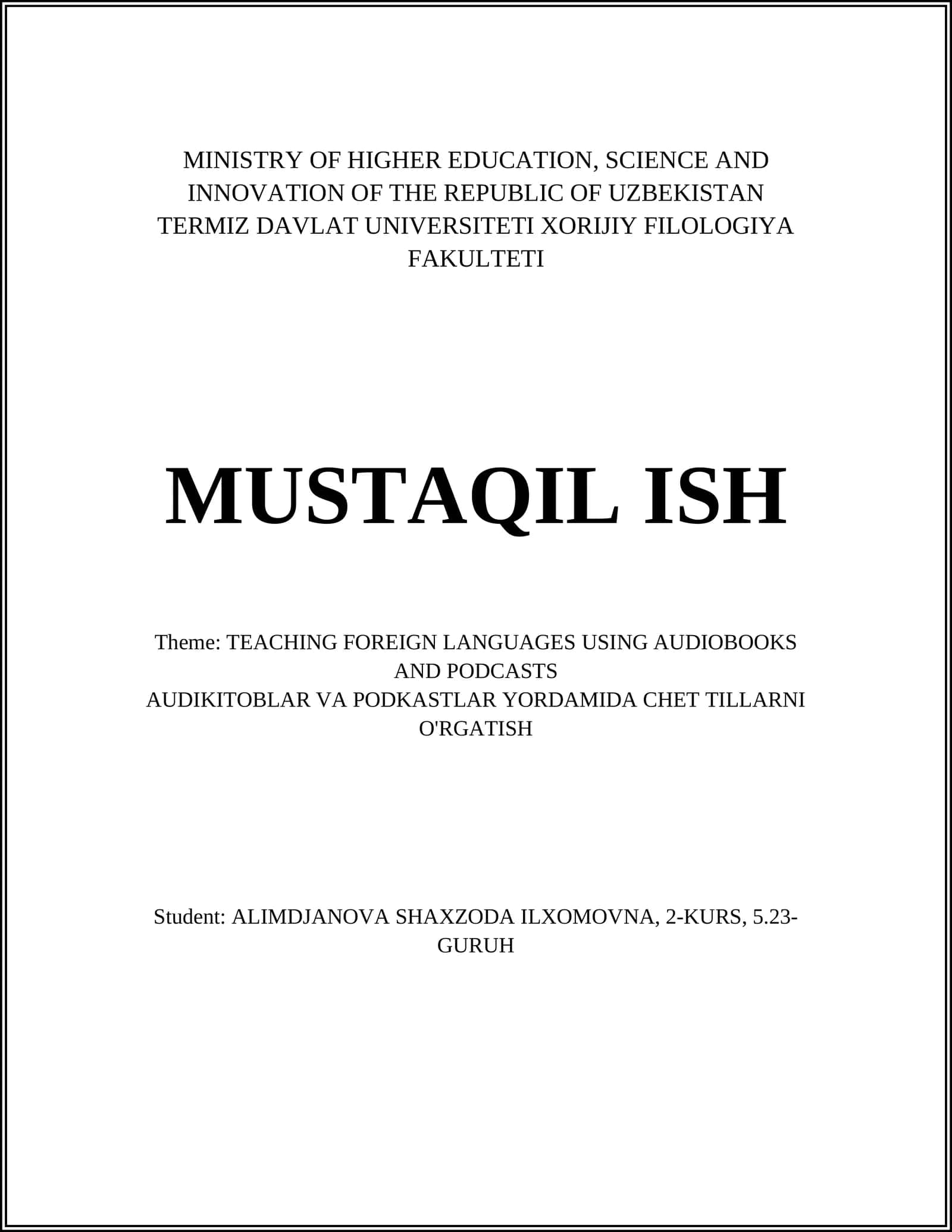 TEACHING FOREIGN LANGUAGES USING AUDIOBOOKS AND PODCASTS 1
