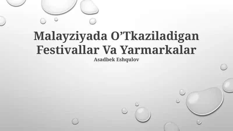 Malayziyada OʼTkaziladigan Festivallar Va Yarmarkalar 1