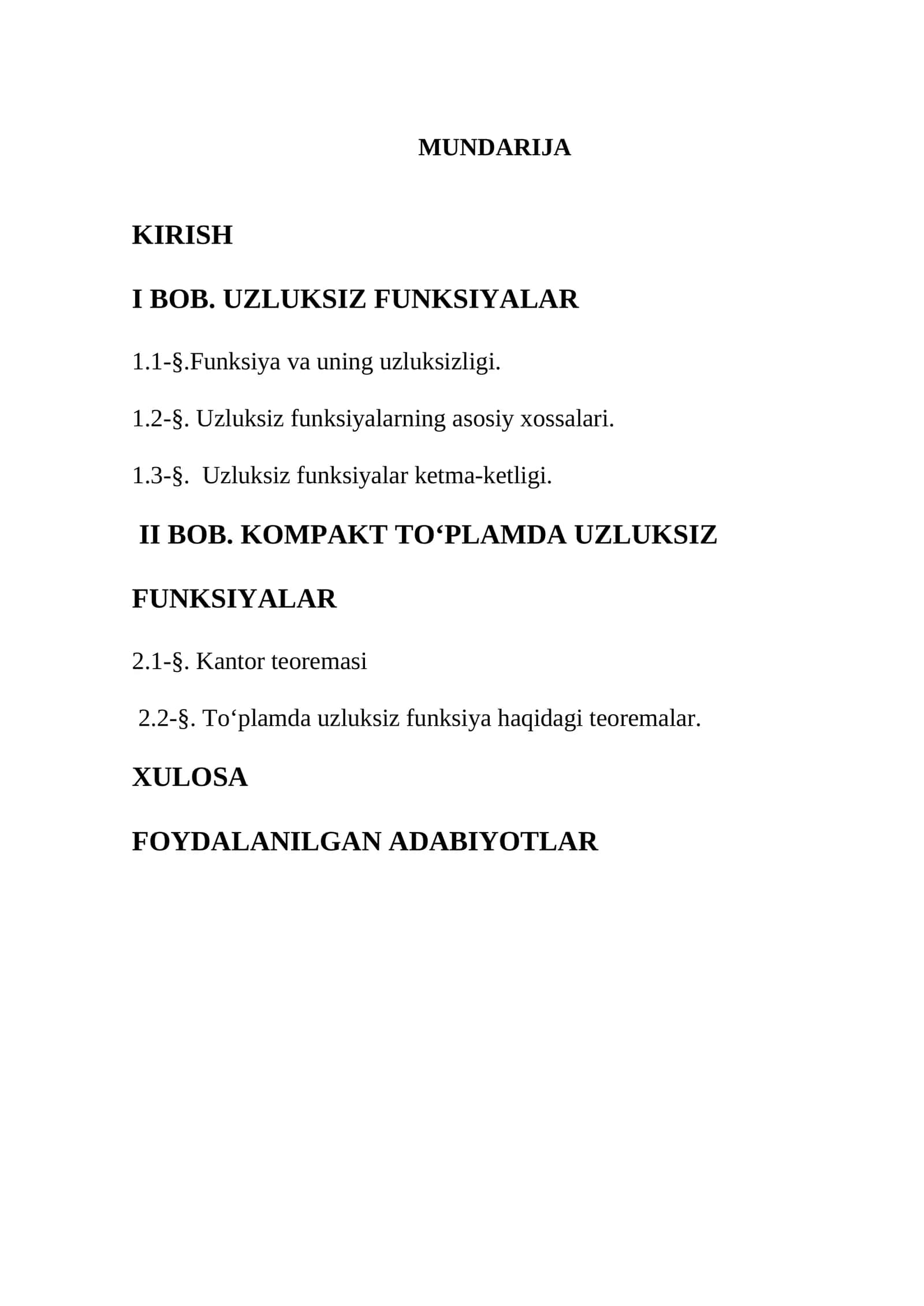 Bir oʻzgaruvchili uzluksiz funksiyalar 1