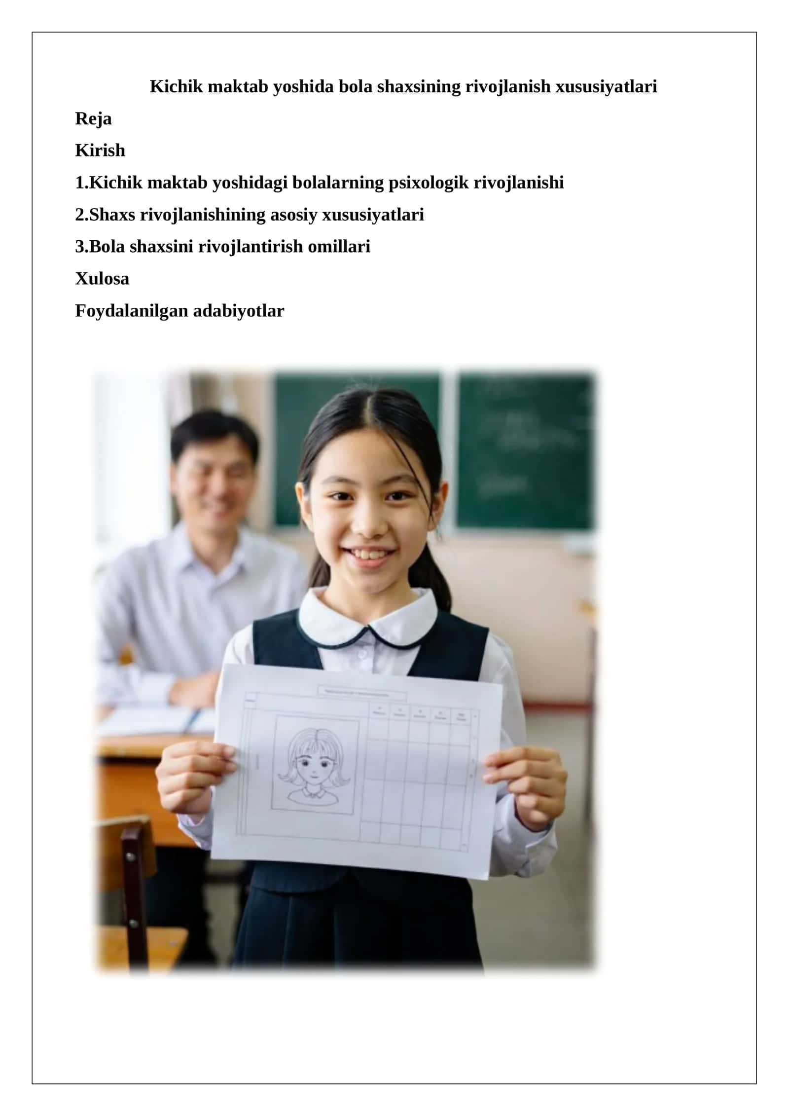Kichik maktab yoshida bola shaxsining rivojlanish xususiyatlari 1