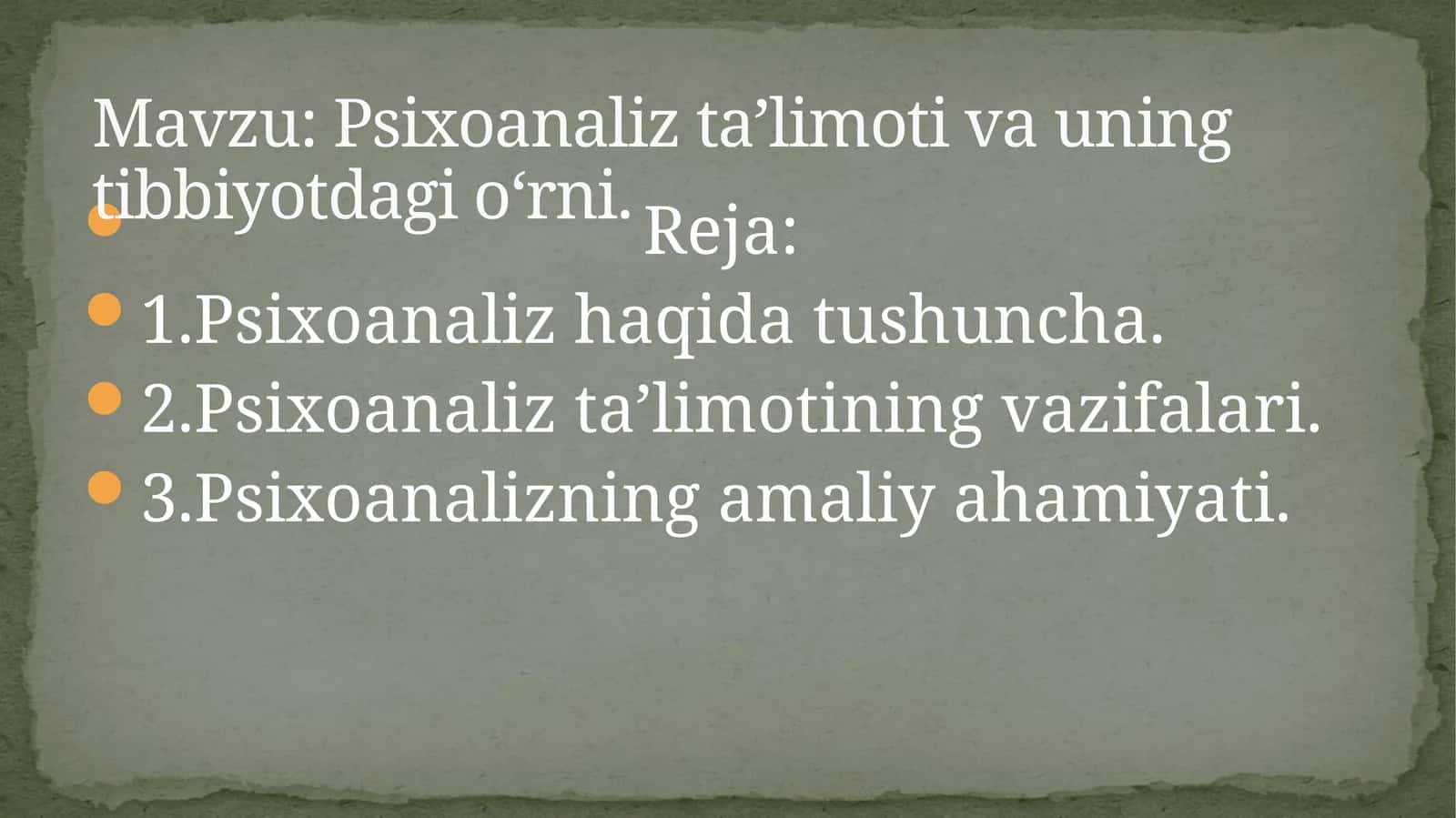 Psixoanaliz ta’limoti va uning tibbiyotdagi o‘rni 1