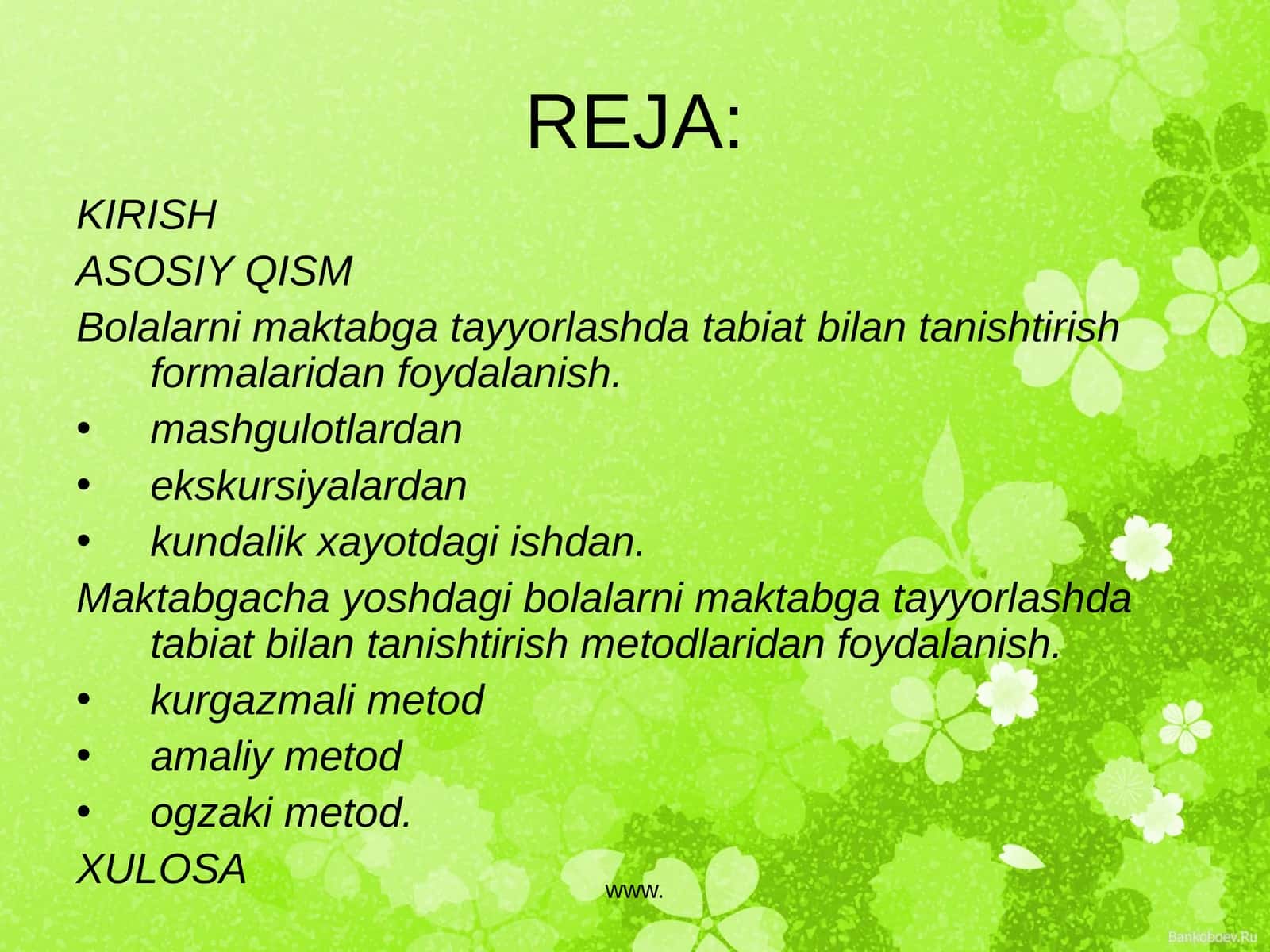 Bolalarni maktabga tayyorlashda tabiat bilan tanishtirish 1
