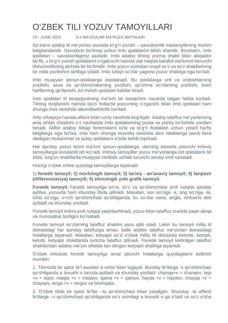 ZBEK TILI YOZUV TAMOYILLARI 1