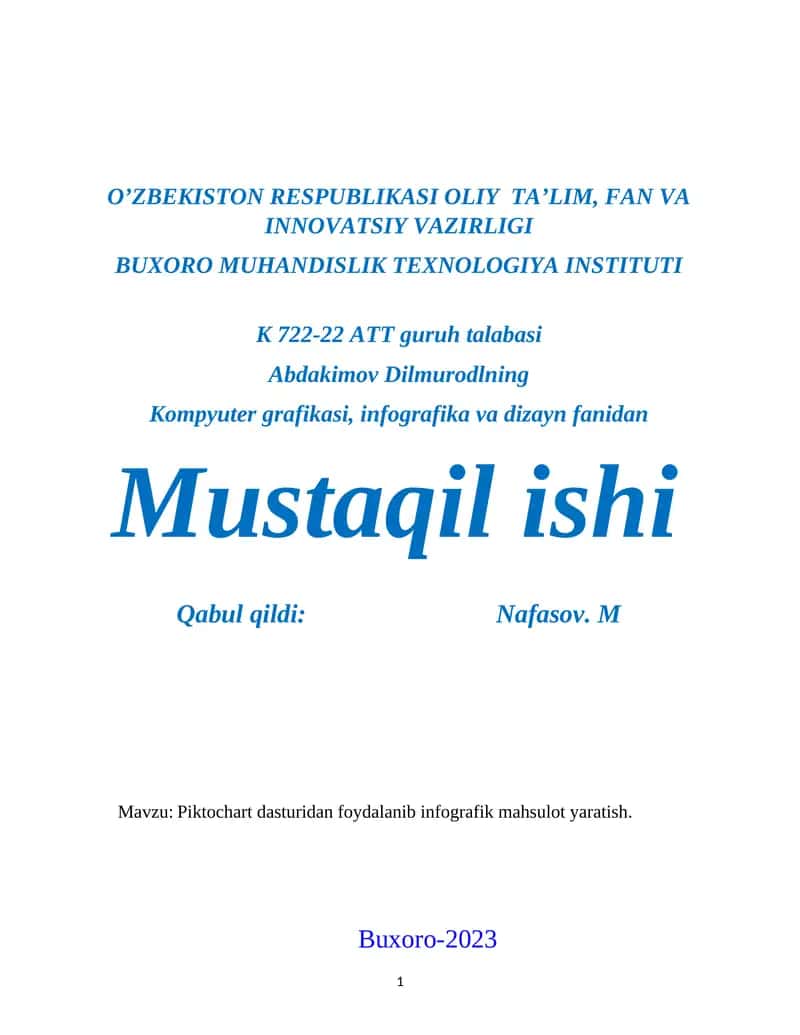 Piktochart dasturidan foydalanib infografik mahsulot yaratish 1