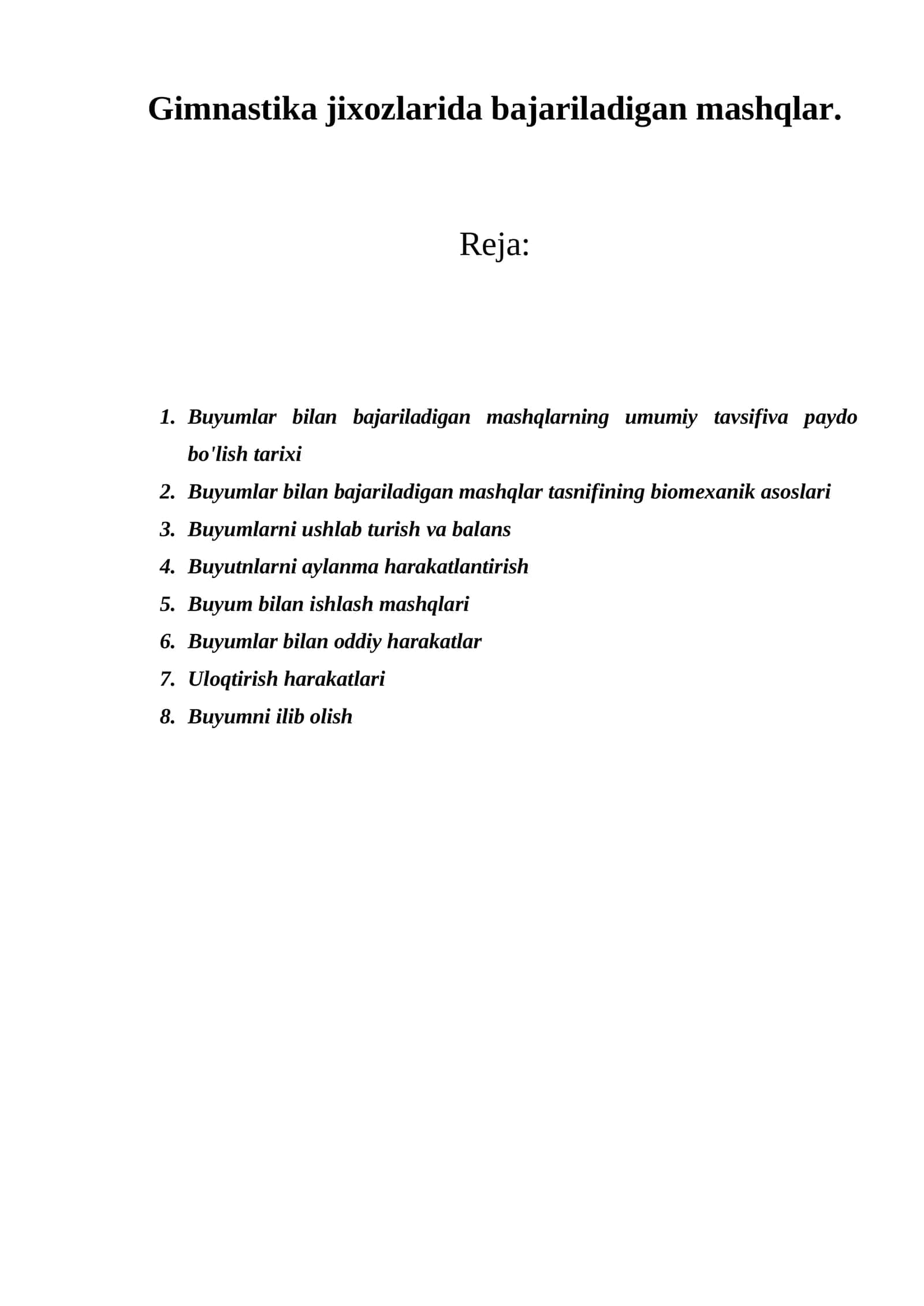 Buyumlar bilan bajariladigan mashqlar 1