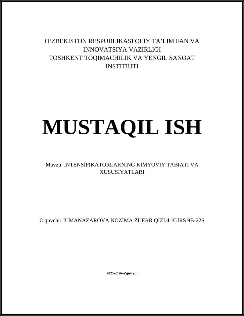 INTENSIFIKATORLARNING KIMYOVIY TABIATI VA XUSUSIYATLARI 1