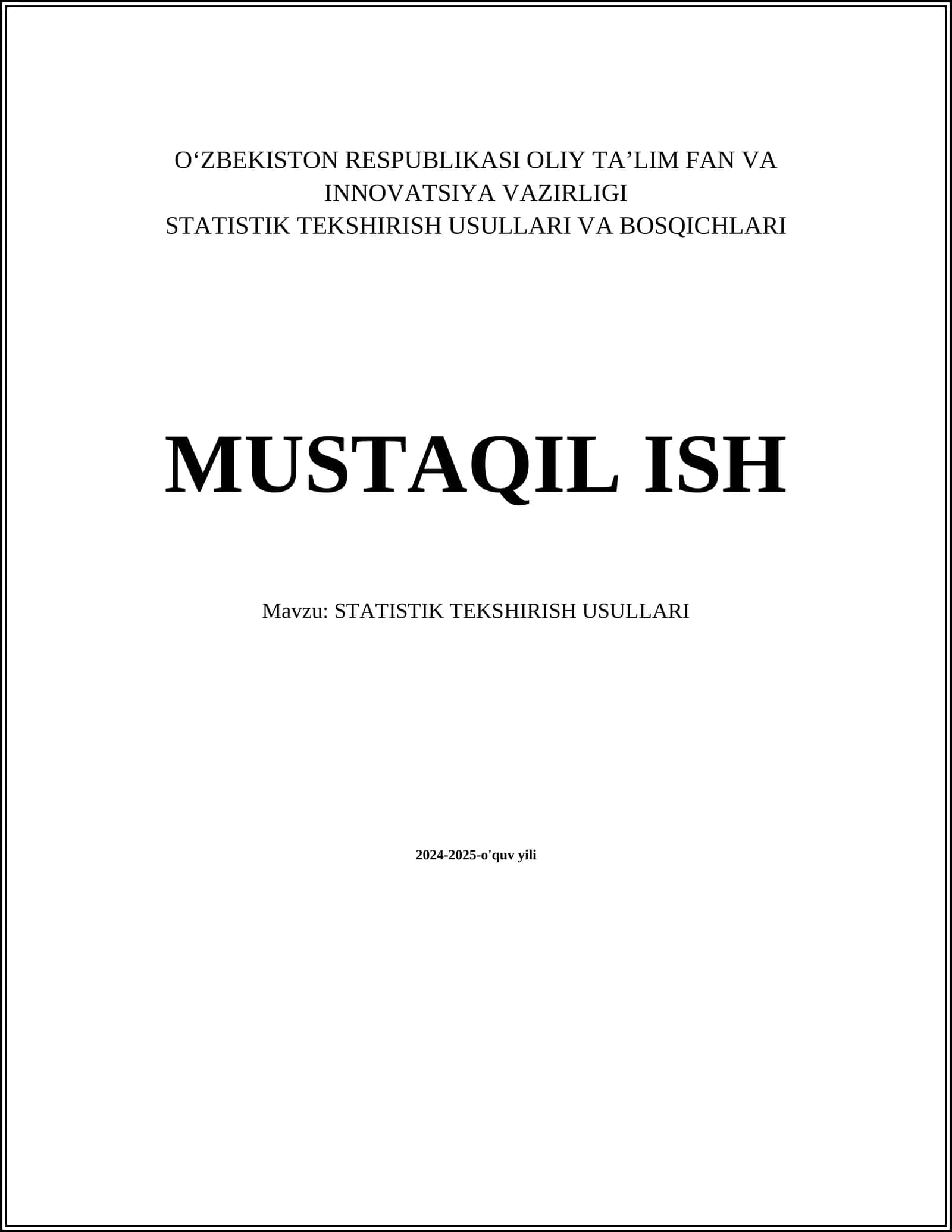 STATISTIK TEKSHIRISH USULLARI VA BOSQICHLARI 1
