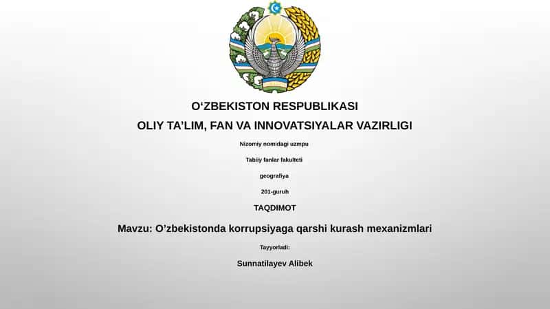 O’zbekistonda korrupsiyaga qarshi kurash mexanizmlari 1