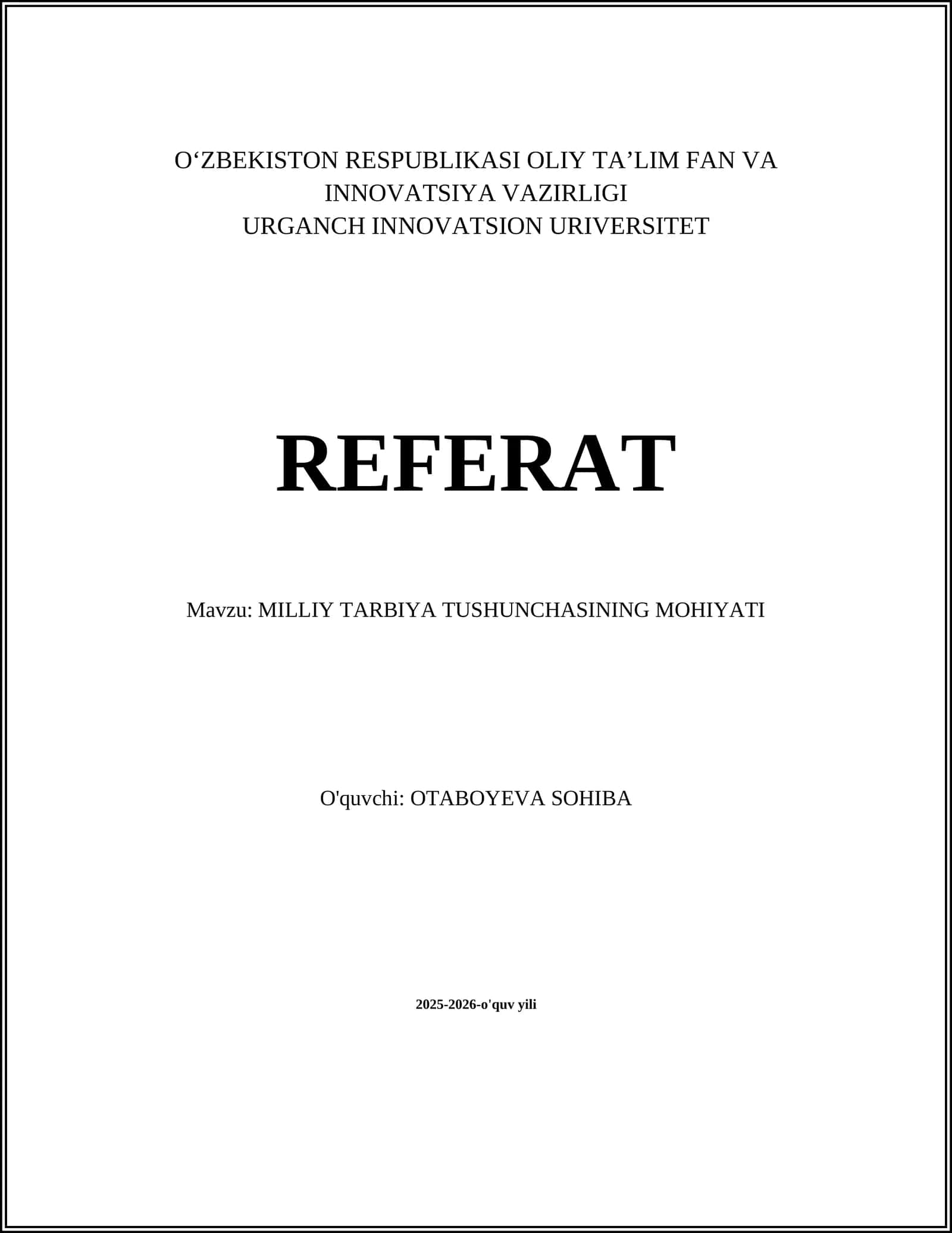 MILLIY TARBIYA TUSHUNCHASINING MOHIYATI 1