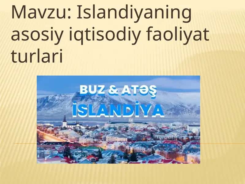 Islandiyaning asosiy iqtisodiy faoliyat turlari 1
