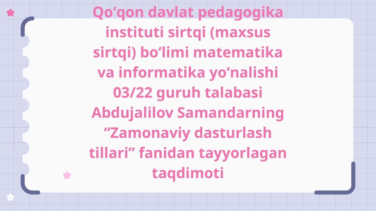 Zamonaviy dasturlash tillari 1