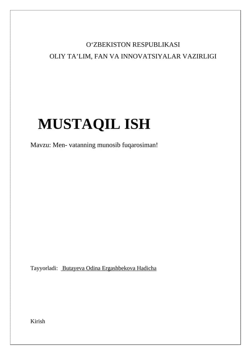 Men- vatanning munosib fuqarosiman! 1